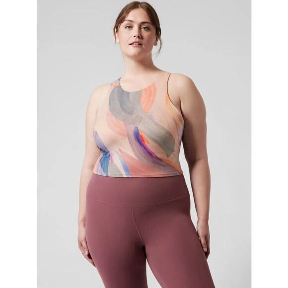 NWT Athleta Conscious Crop‎ Printed D-DD+ Vibrant Pink Orchid 3XL MSRP $64 - Picture 1 of 4